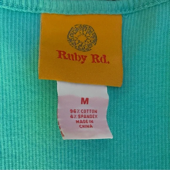 Ruby Rd Turquoise Sleeveless Top with Beaded Detail EUC M - Picture 5 of 6